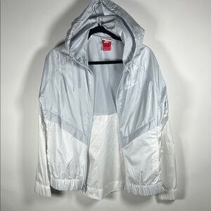 Nike Silver and White Hooded Jacket